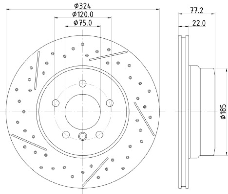 2x HELLA PAGID Bremsscheibe PRO High Carbon