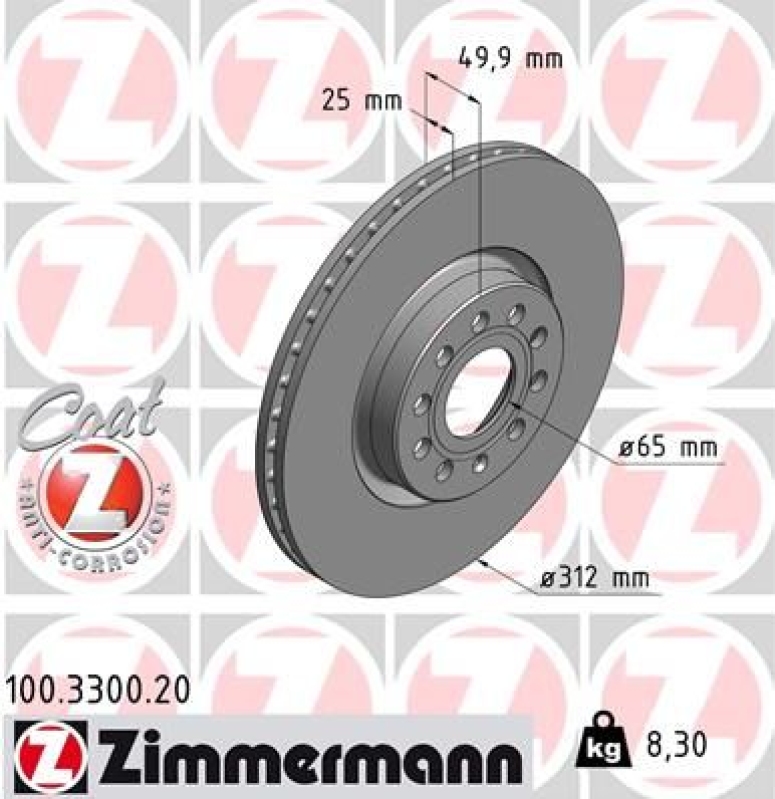 2x ZIMMERMANN Brake Disc COAT Z
