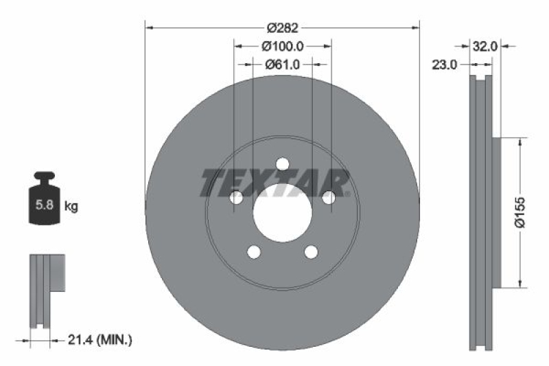 2x TEXTAR Bremsscheibe PRO 92269303