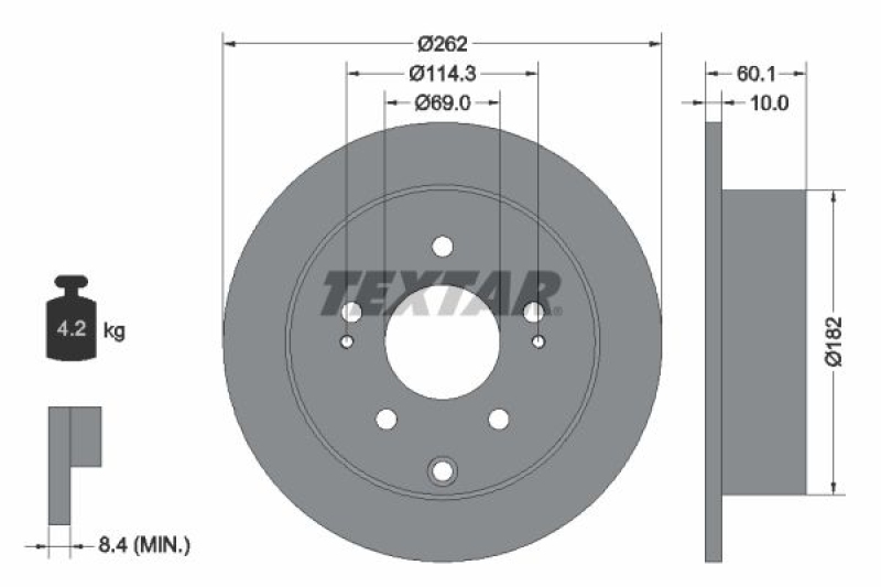 2x TEXTAR Brake Disc PRO