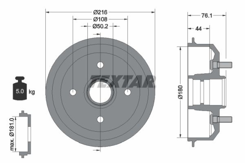 2x TEXTAR Bremstrommel