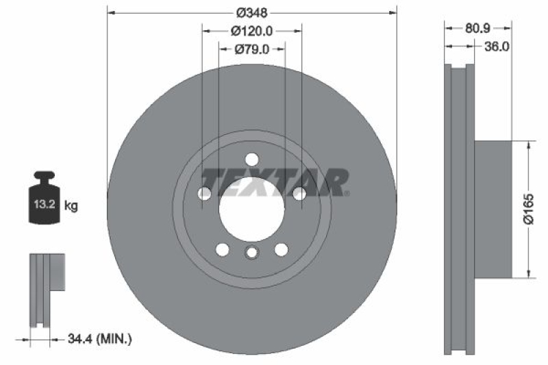 2x TEXTAR Bremsscheibe PRO+