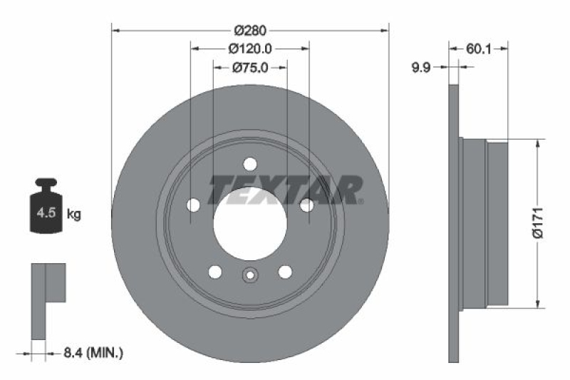 2x TEXTAR Bremsscheibe PRO 92055703