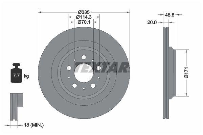 2x TEXTAR Bremsscheibe PRO 92343303