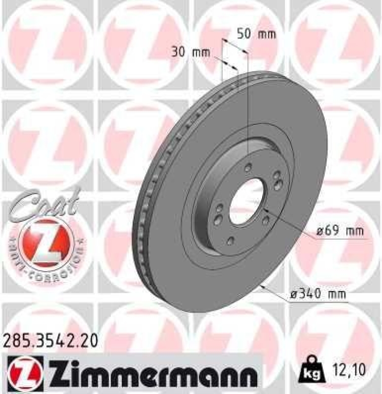 2x ZIMMERMANN Brake Disc COAT Z