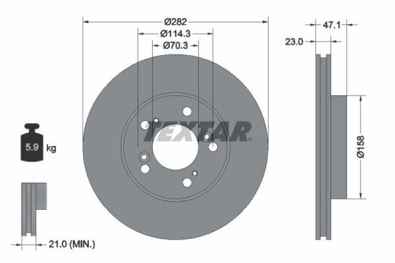 2x TEXTAR Bremsscheibe 92101000