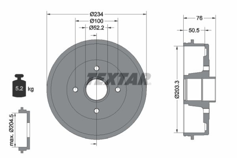2x TEXTAR Bremstrommel 94019700