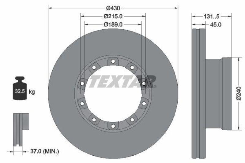 2x TEXTAR Bremsscheibe