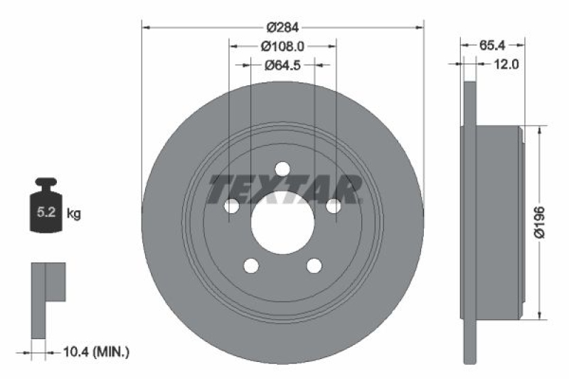 2x TEXTAR Bremsscheibe PRO