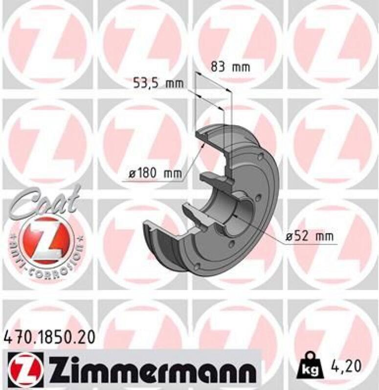 2x ZIMMERMANN Bremstrommel COAT Z