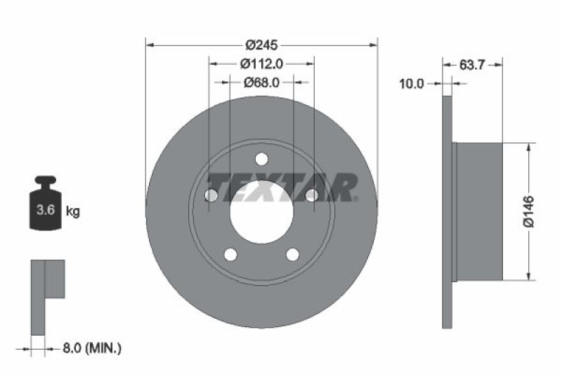 2x TEXTAR Bremsscheibe PRO 92057503