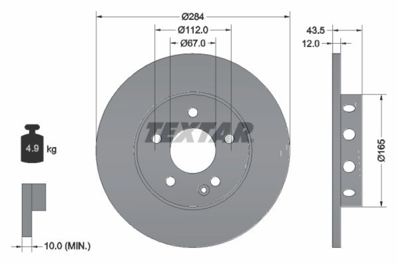 2x TEXTAR Bremsscheibe PRO