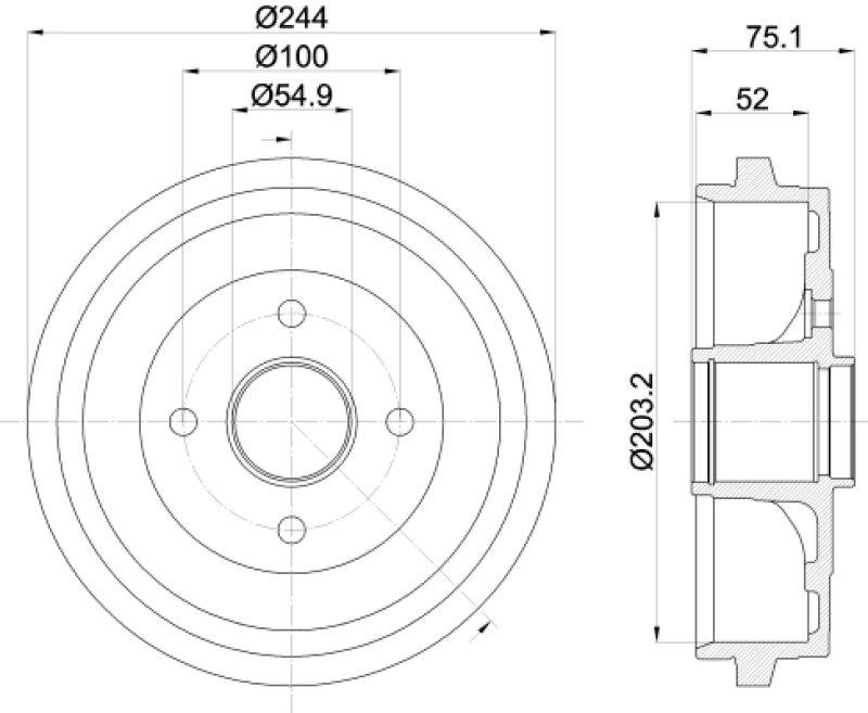 2x HELLA Brake Drum