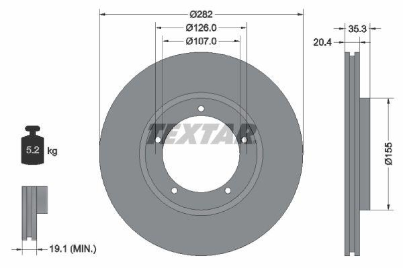 2x TEXTAR Bremsscheibe PRO+ 92006105