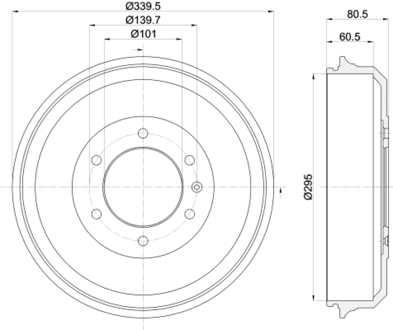2x HELLA Brake Drum