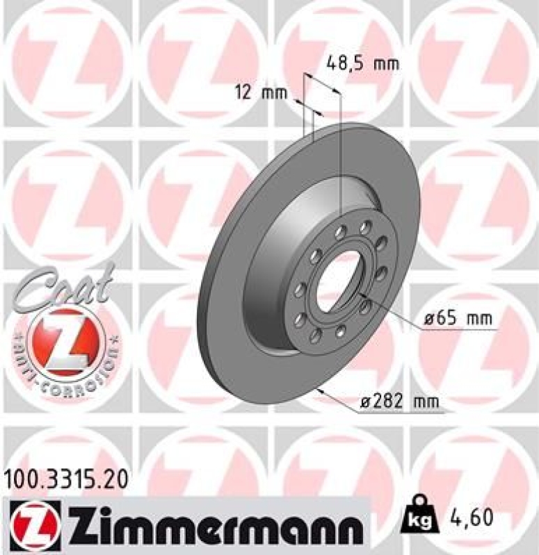 ZIMMERMANN Bremsscheiben Ø282mm + Beläge Hinten passend für ...