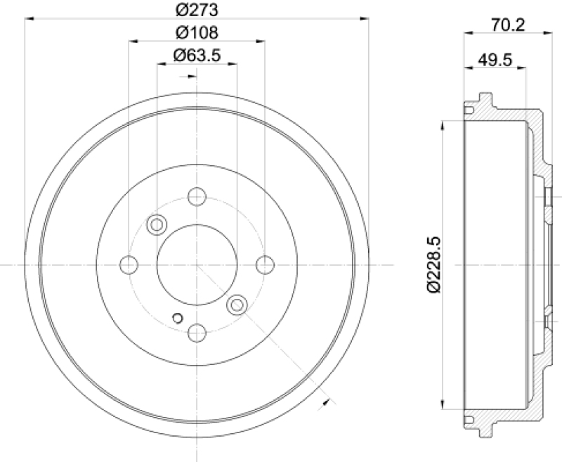 2x HELLA Brake Drum