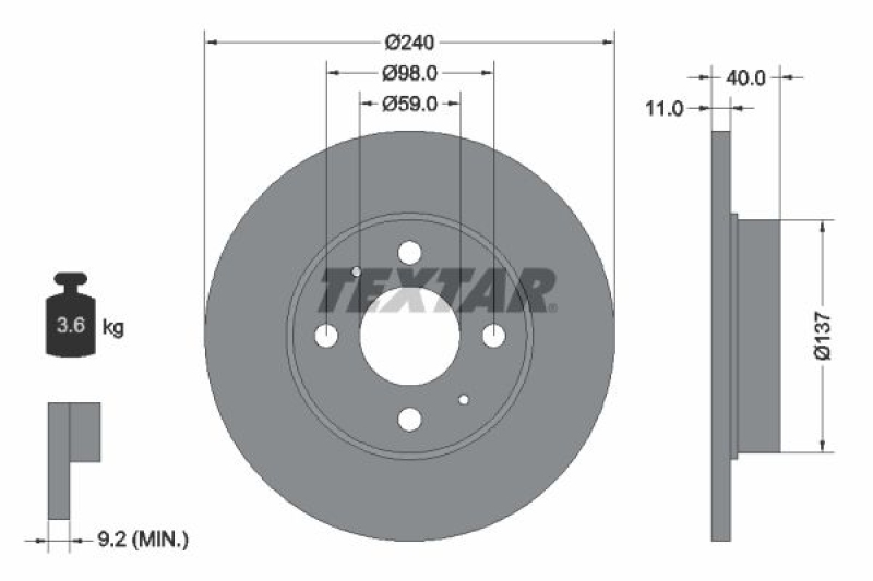 2x TEXTAR Bremsscheibe PRO