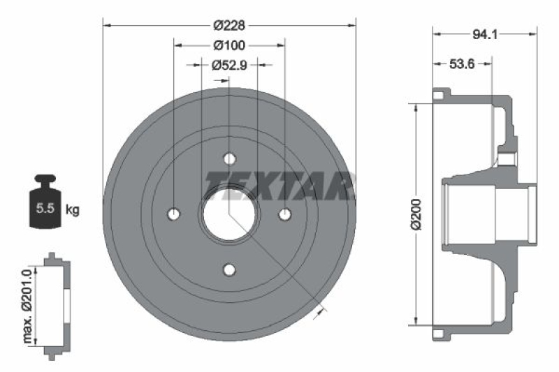 2x TEXTAR Bremstrommel