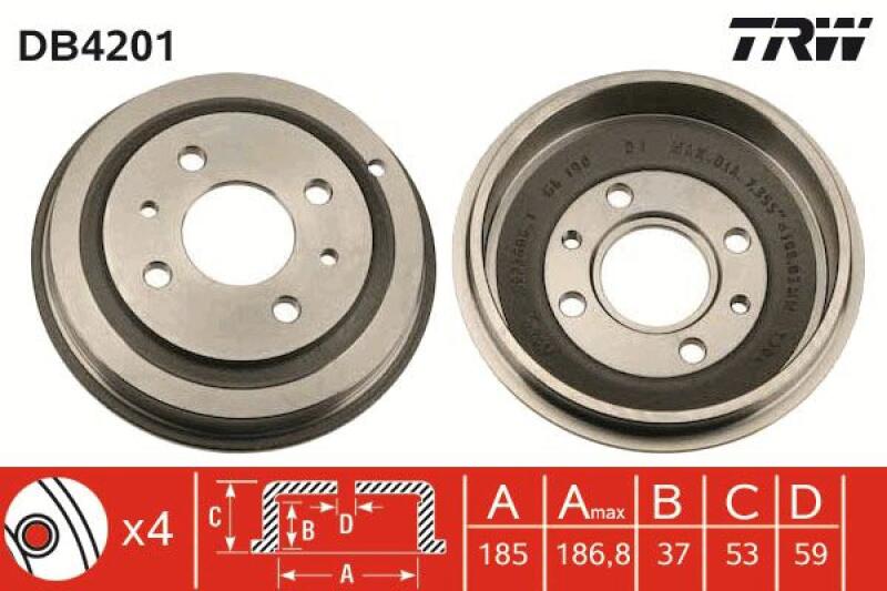 2x TRW Brake Drum