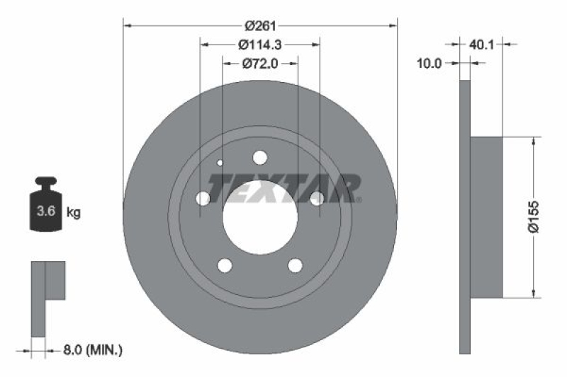 2x TEXTAR Bremsscheibe 92062100