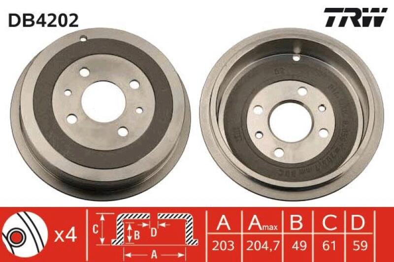 2x TRW Brake Drum