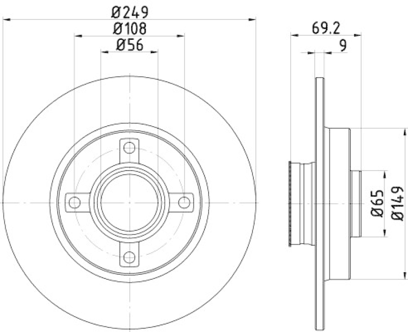 2x HELLA Brake Disc PRO