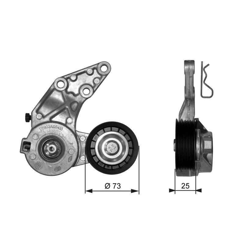GATES Tensioner Pulley, V-ribbed belt DriveAlign®