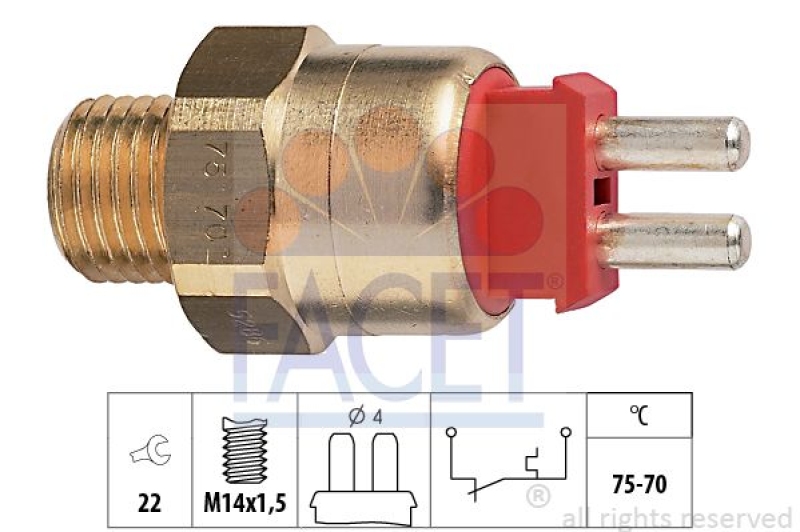 FACET Temperature Switch, radiator fan Made in Italy - OE Equivalent