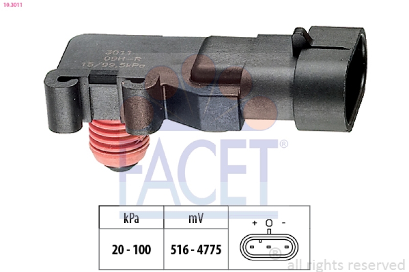 FACET Air Pressure Sensor, height adaptation Made in Italy - OE Equivalent