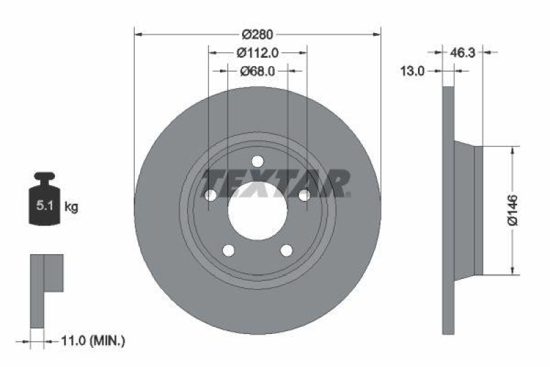 2x TEXTAR Bremsscheibe PRO 92071603