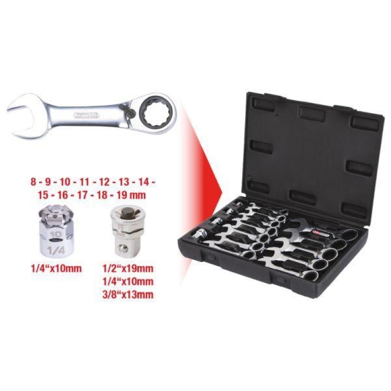 KS TOOLS Ratchet Ring Open-ended Spanner Set