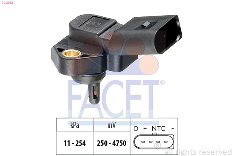 FACET Air Pressure Sensor, height adaptation Made in Italy - OE Equivalent