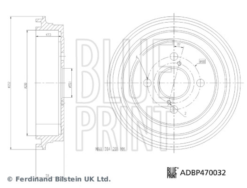 2x BLUE PRINT Bremstrommel