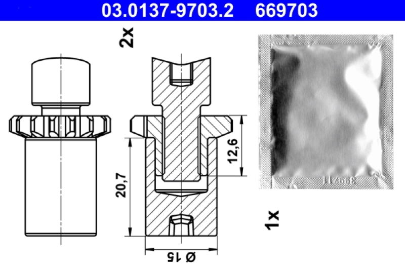 ATE Accessory Kit, parking brake shoes adjusting nut