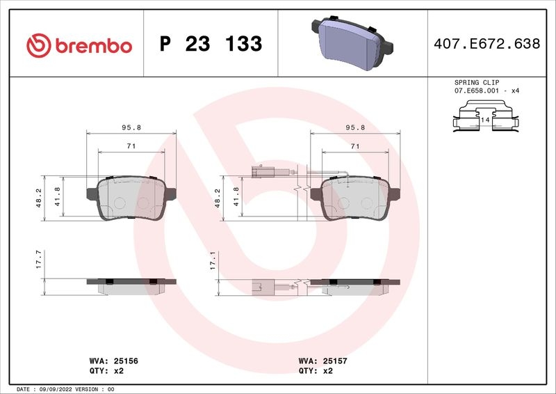 BREMBO Brake Pad Set, disc brake BREMBO XTRA LINE