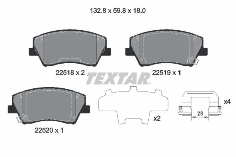 TEXTAR Bremsbelagsatz, Scheibenbremse Q+