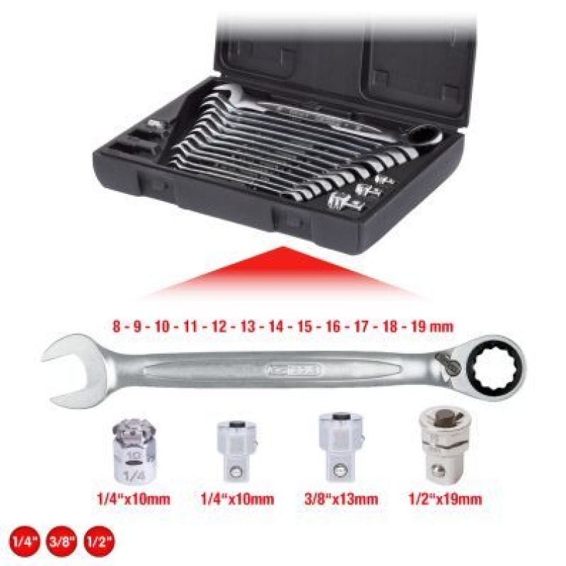 KS TOOLS Ratchet Ring Open-ended Spanner Set