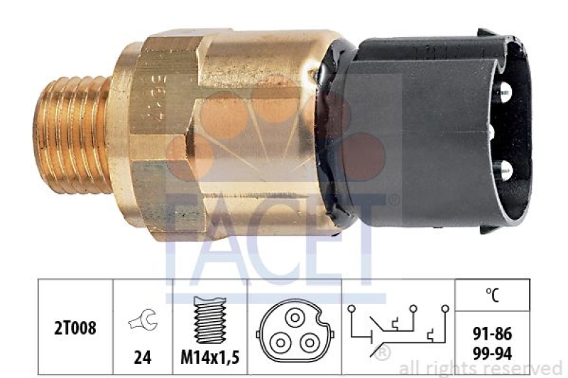 FACET Temperature Switch, radiator fan Made in Italy - OE Equivalent