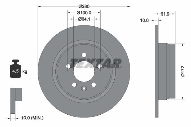 2x TEXTAR Brake Disc
