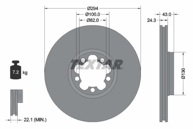 2x TEXTAR Bremsscheibe PRO 92103803