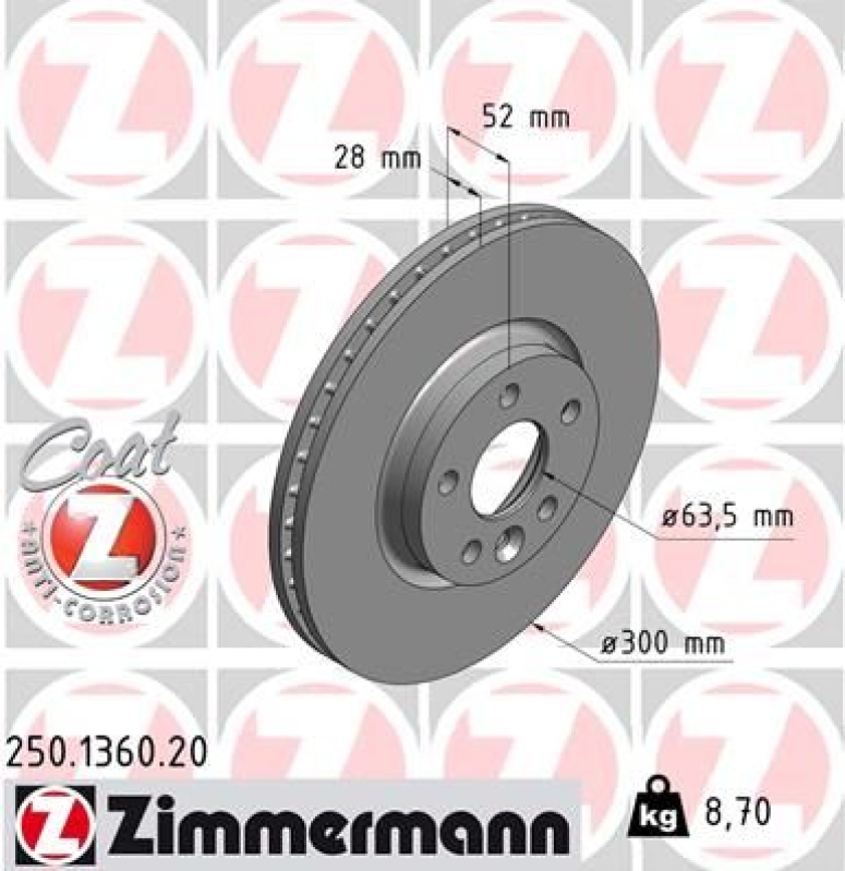 2x ZIMMERMANN Bremsscheibe COAT Z