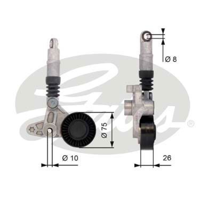GATES Tensioner Pulley, V-ribbed belt DriveAlign®