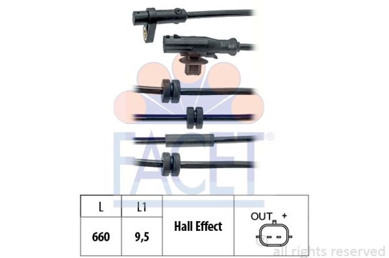 FACET Sensor, Raddrehzahl Made in Italy - OE Equivalent