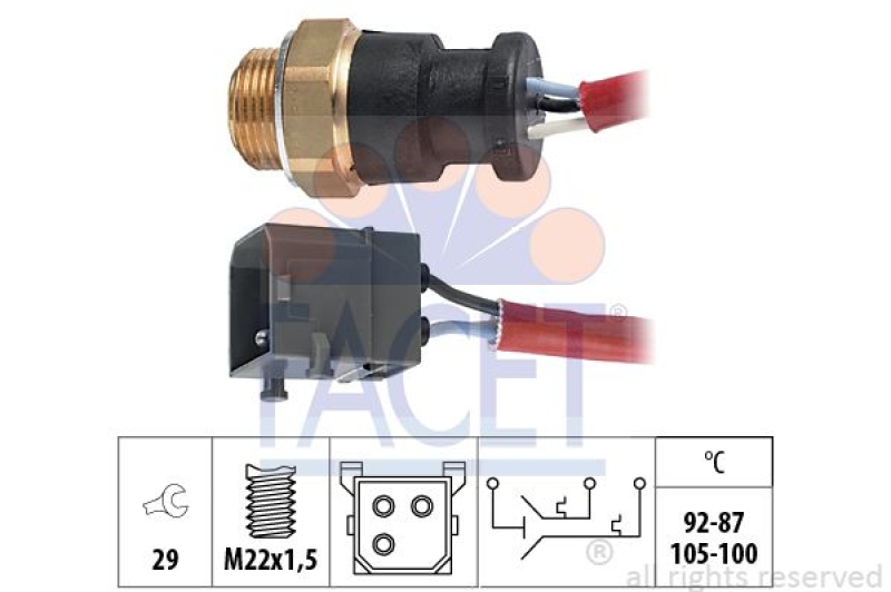 FACET Temperature Switch, radiator fan Made in Italy - OE Equivalent