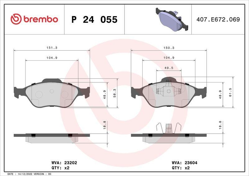 BREMBO Brake Pad Set, disc brake BREMBO XTRA LINE