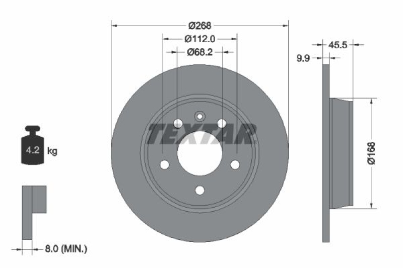 2x TEXTAR Bremsscheibe PRO