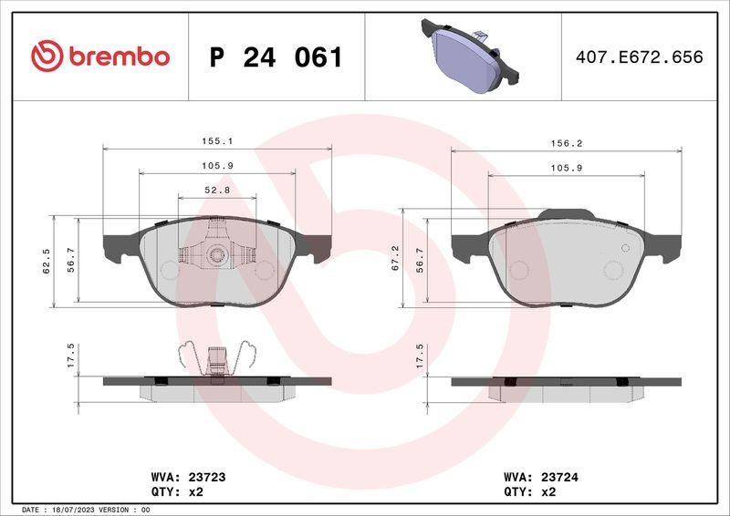 BREMBO Bremsbelagsatz, Scheibenbremse BREMBO XTRA LINE P 24 061X