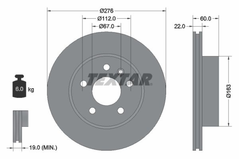 2x TEXTAR Bremsscheibe PRO