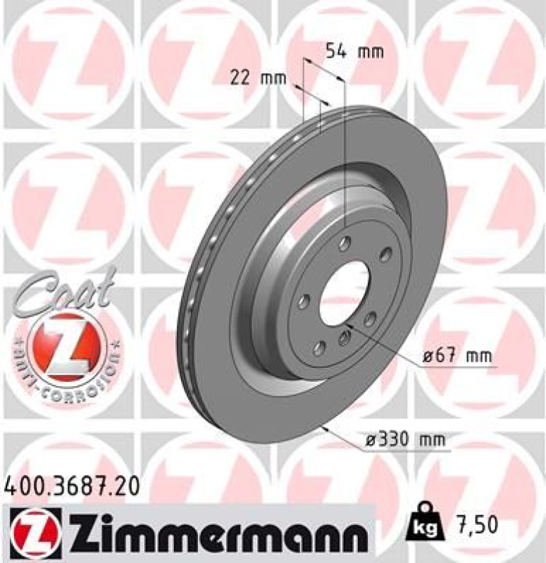 2x ZIMMERMANN Bremsscheibe COAT Z